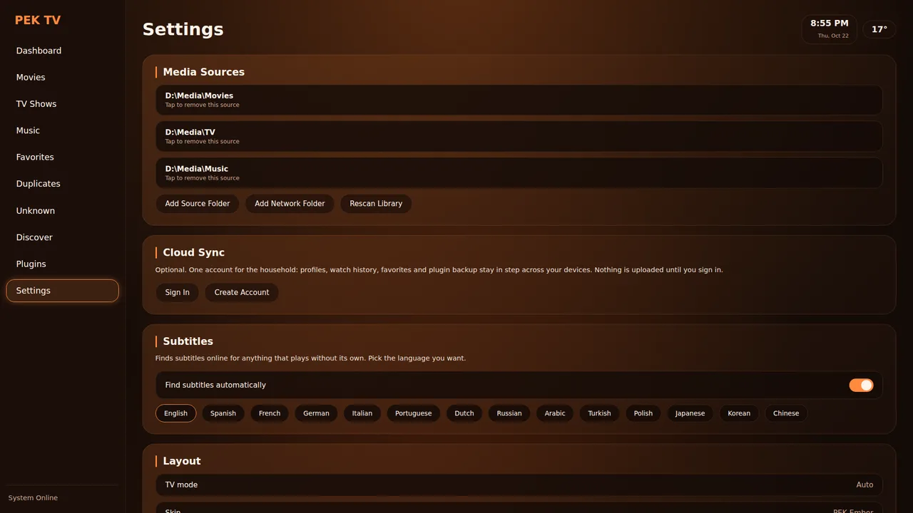 Settings (landscape)